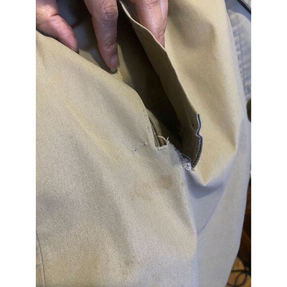 Retro London Fog Tan Belted Trench Coat Size 12 Reg Removable Hood - Picture 7 of 16